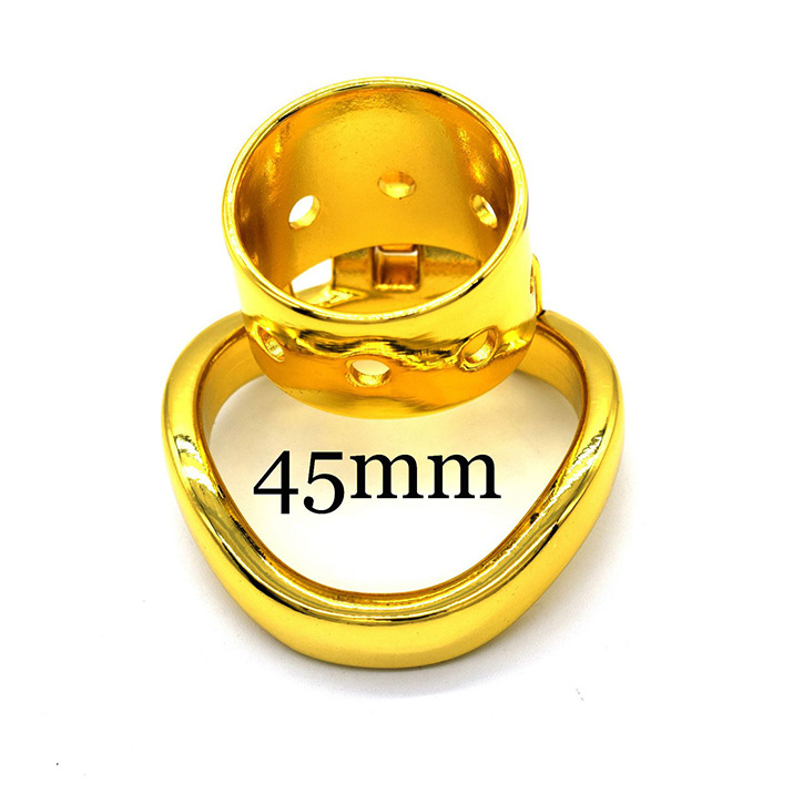Stainless Steel Gold-plated Straight Eight-hole Chastity Lock 7