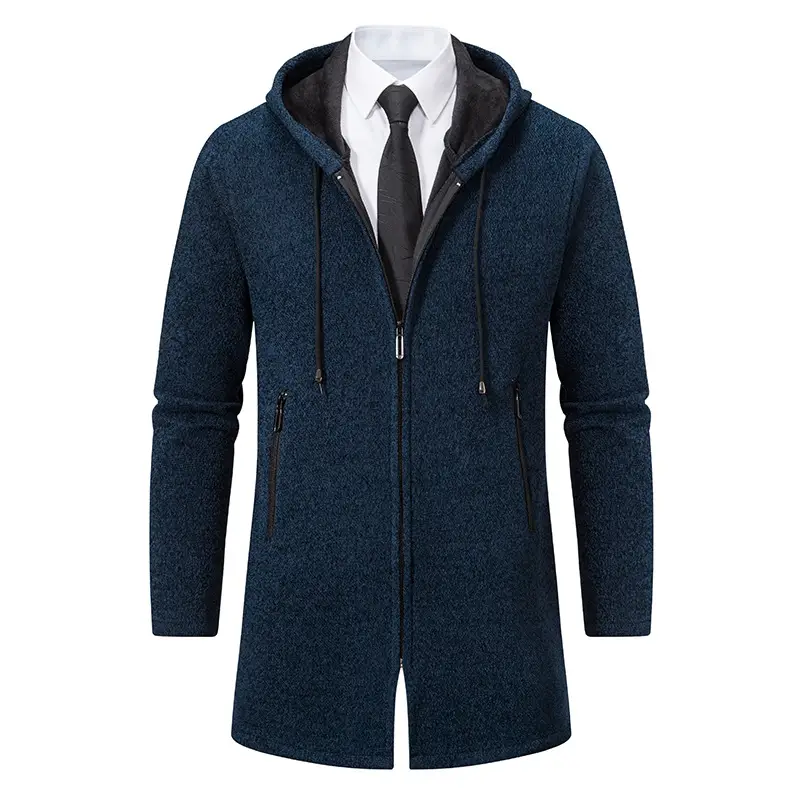 New Men's Chenille Hooded Cardigan Sweater
