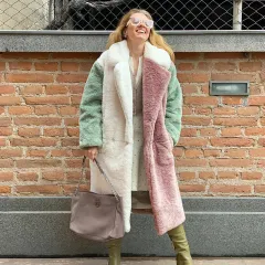 Fashionable Colour Matching Rabbit Fur Coat For Women - Colour Matching - View 1