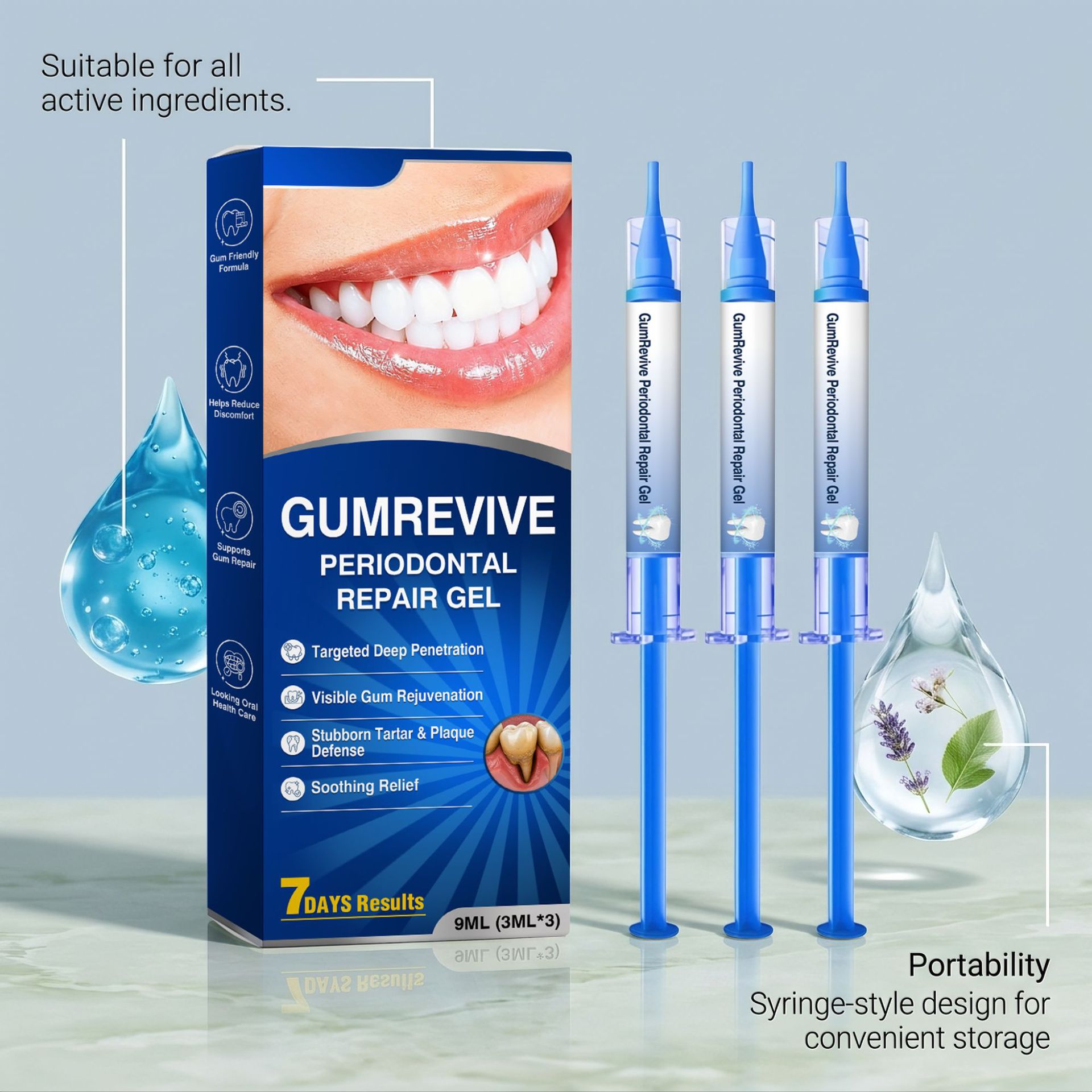 Gum care gel with hydroxyapatite for tooth enamel strengthening and gum protection