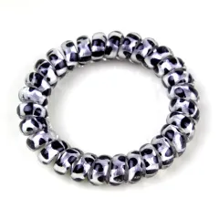 Plastic Leopard Print Phone Line Hair Ring Hair Rope - Silver - View 1