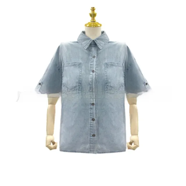 Women's Summer Loose Do The Old Cowboy Short sleeved Shirt Blue - Shop at LoveMi