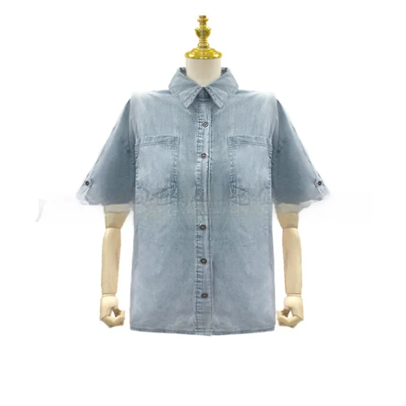 Women's Summer Loose Do The Old Cowboy Short-sleeved Shirt - Blue