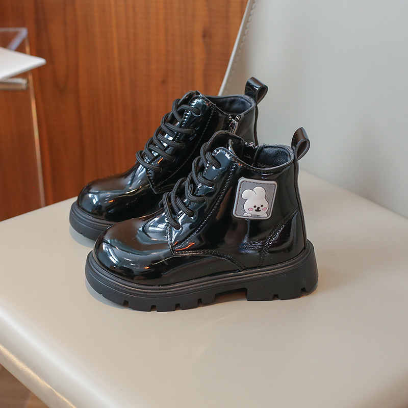 Children's Leather Boots Patent Leather Card Boy Cute