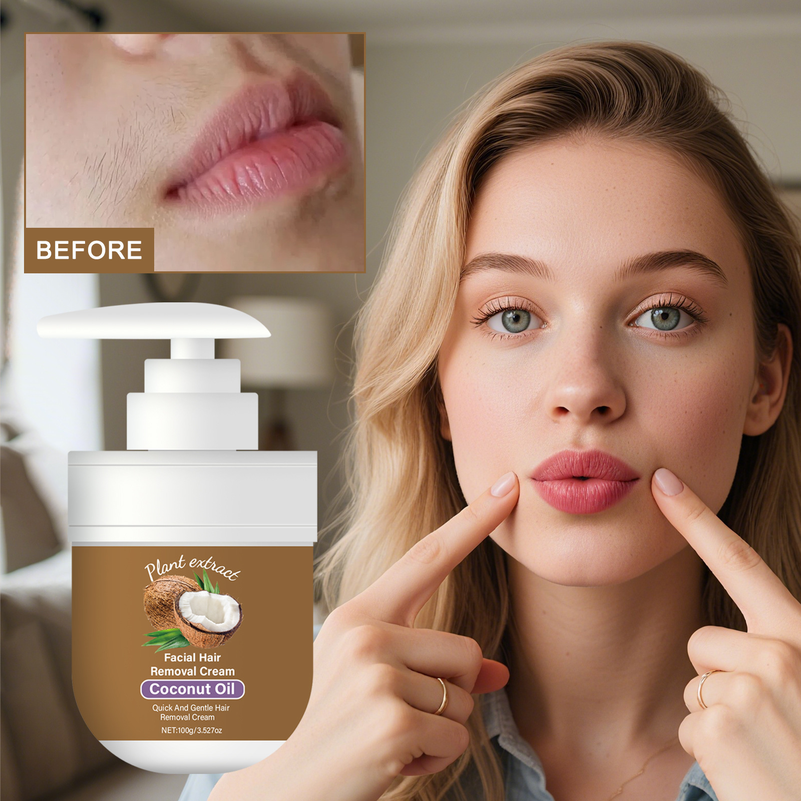 Coconut Oil Facial Hair Removal Cream Is Gentle And Non-irritating