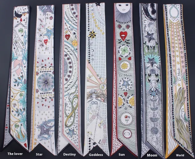 Tarot Series Double Layer Duplex Printing Twill Silk Tied Bag Handle Scarves Width 6Cm - Shop at LoveMi