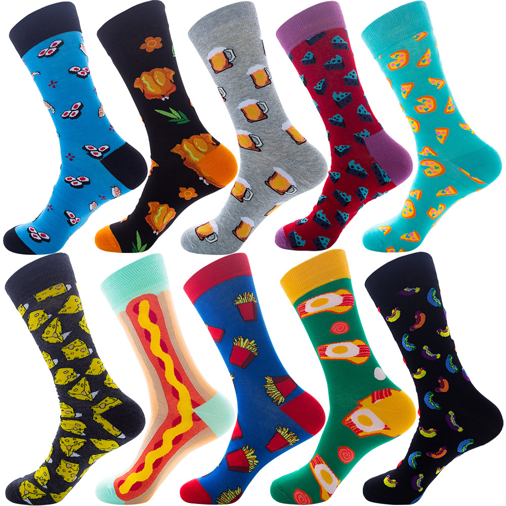 Autumn Diamond-patterned Mens Socks Christmas Animal And Fruit-themed Socks