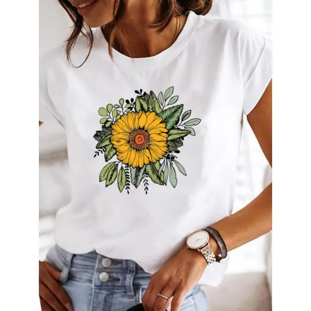 Women's Leopard Print Love Casual Retro Printed Plus Size Women's Clothing White T Short Sleeve Women Laqa30115 - Shop at LoveMi