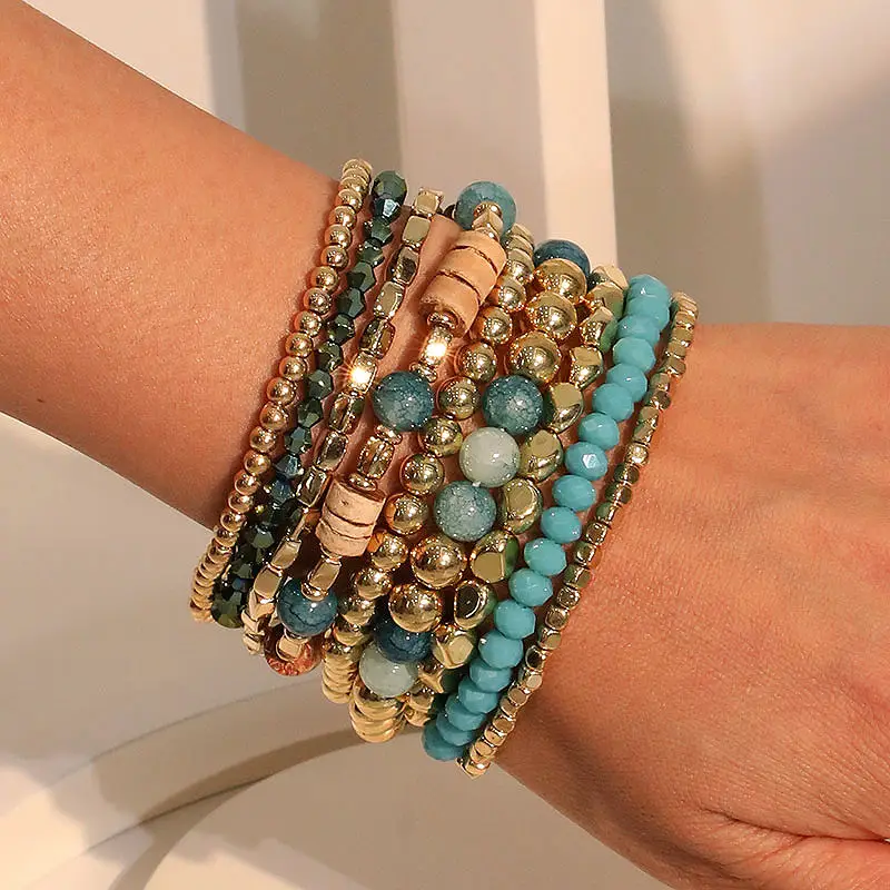Ladies' Blue Bohemian Style Bracelet Set