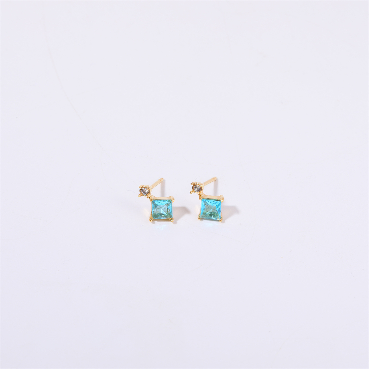 Twelve Birthstone Ear Studs Simple Stainless Steel