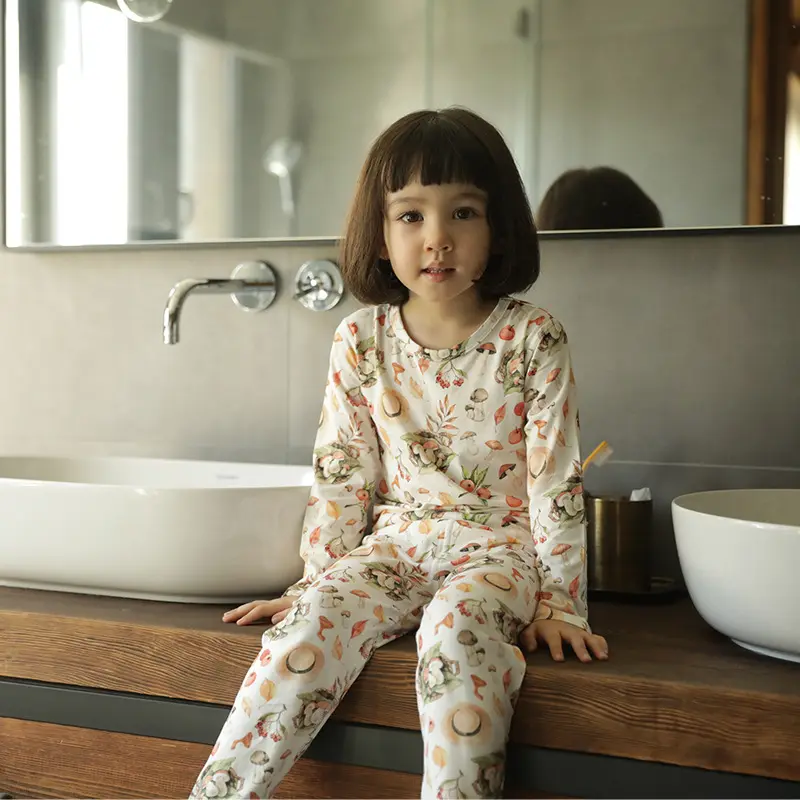 Bamboo Cotton Knitted Parent-child Homewear Clothes Pajamas