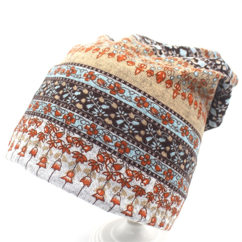 Autumn And Winter Scarf Dual-purpose Hat Small Floral Warm