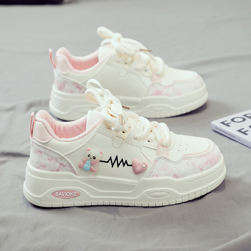 Womens White Sneakers Versatile Sporty Dad Shoes With Thick Soles