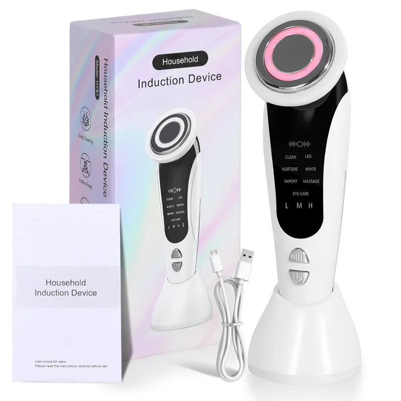 Red And Blue Light Multifunctional Household Portable Face Lifting Inductive Therapeutical Instrument - White