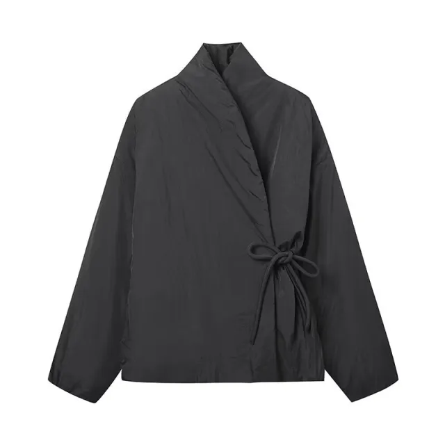 Loose And Casual Temperament Simple Double breasted Kimono Coat Black - Shop at LoveMi