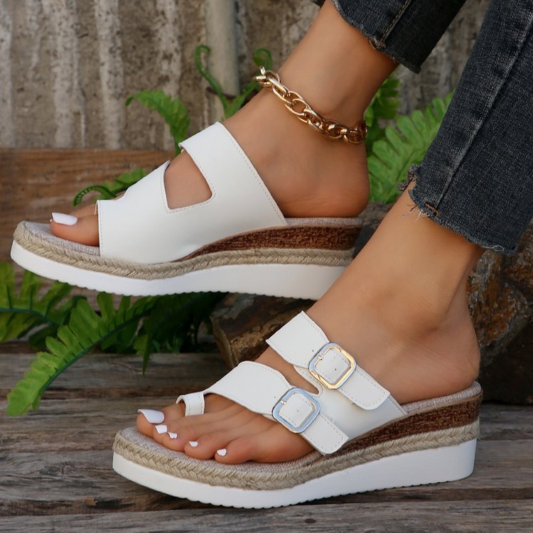 Casual Wedge Finger Fit Design Peep Toe Woven Fashion Sandals