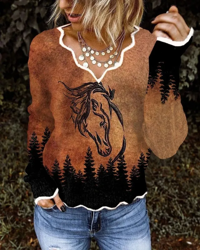 Wave Neckline 3D Printed Top I Style Xl - Shop at LoveMi