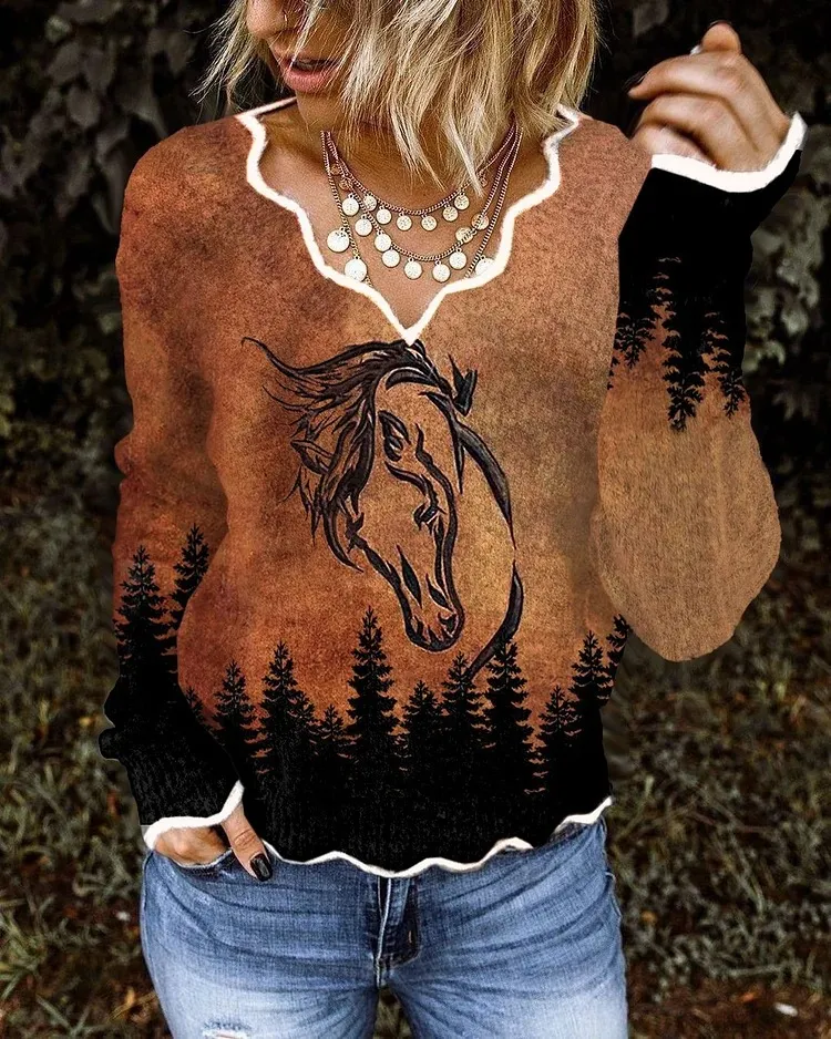 Wave Neckline 3D Printed Top - I Style-Xl