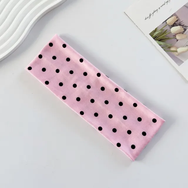 New Polka dot Yoga Elastic Headband Pink - Shop at LoveMi