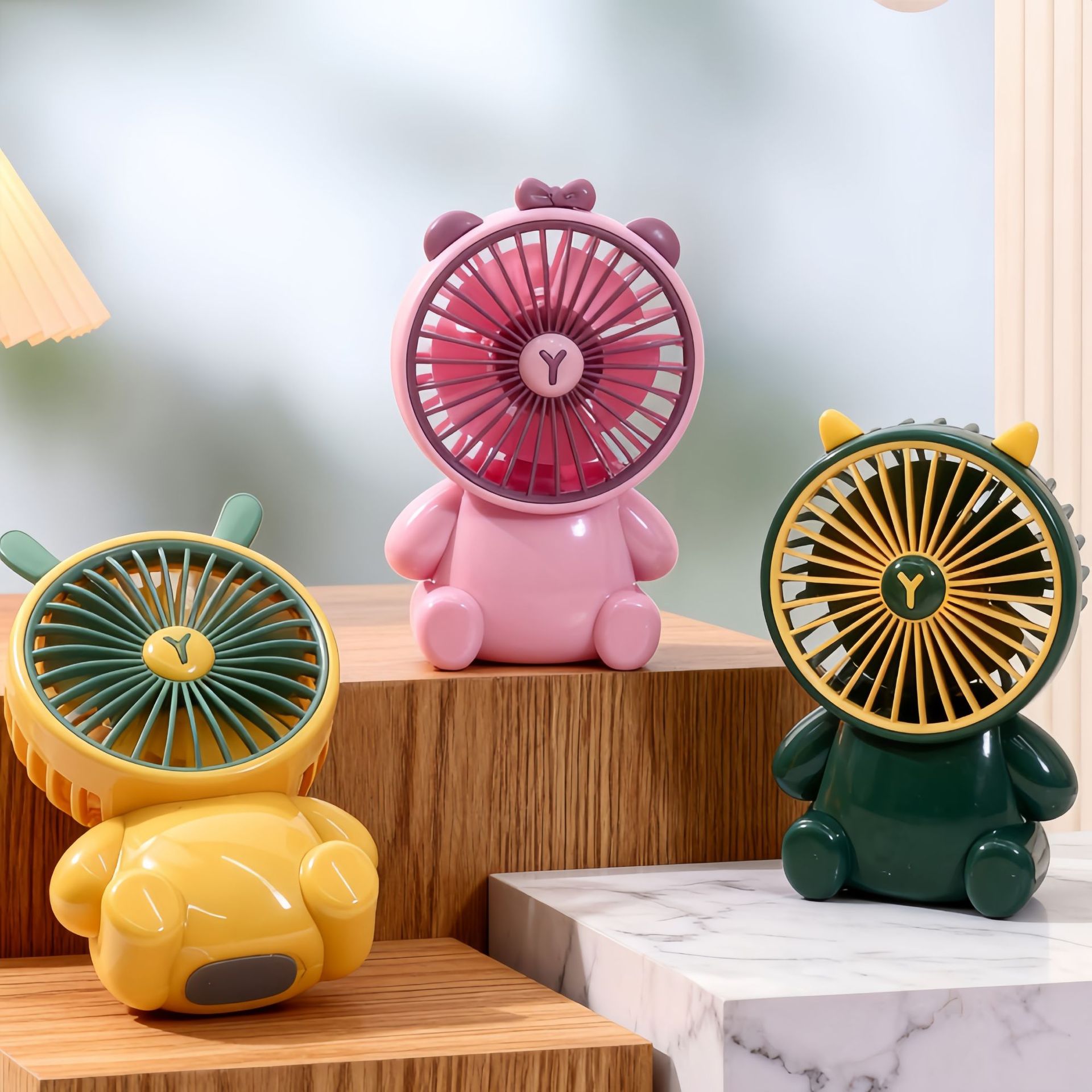Cartoon Electric Fan Mini Handheld Rechargeable Fan