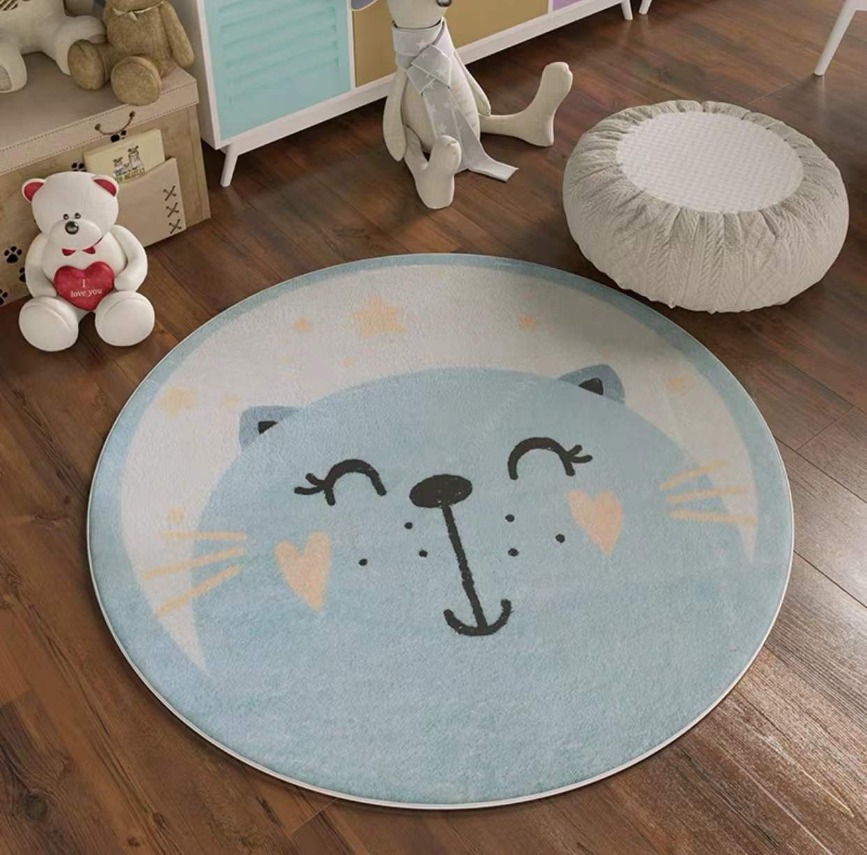 45b4eea5 caf7 4eaa 99bd f5ff7885f0e0 - Cartoon Round Children's Room Bedroom Mat Imitation Cashmere