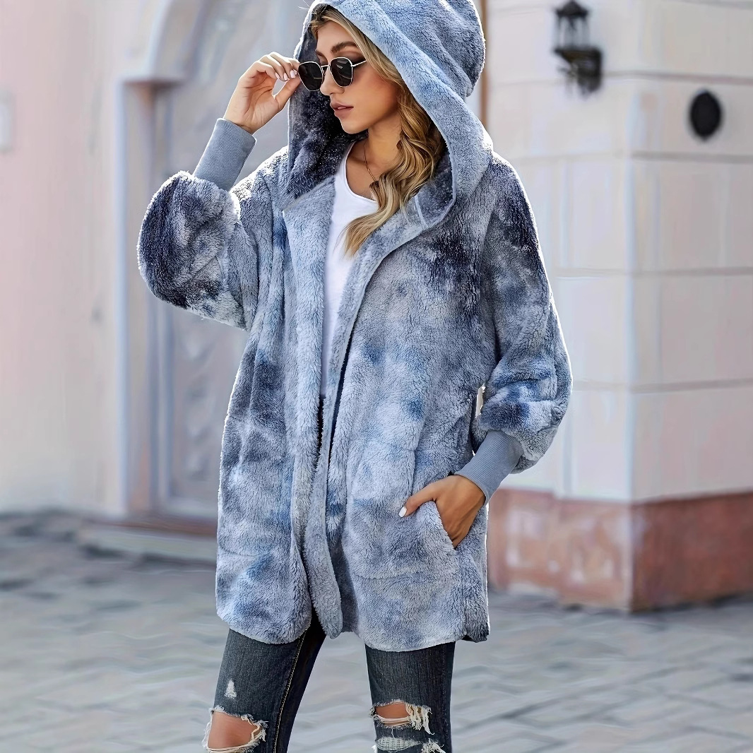 Furry Coat Long Sleeve Women's Warm Clothing Hooded