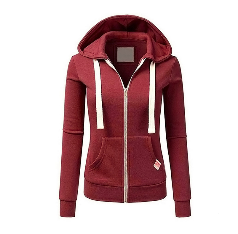 Womens Casual Sporty Cardigan With Zipper Hooded Sweatshirt