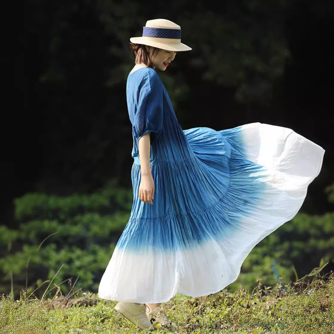 Ombre Loose-fit Cotton Dress