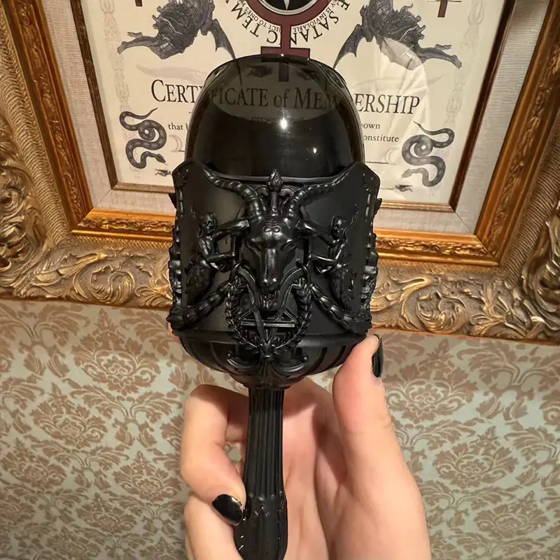 Dark Gothic Style Pentagram Skull Glass Cup