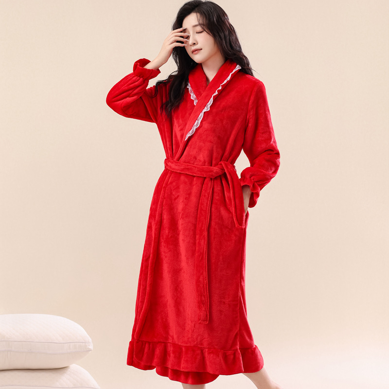 Style Flannel Thick Warm Bathrobe
