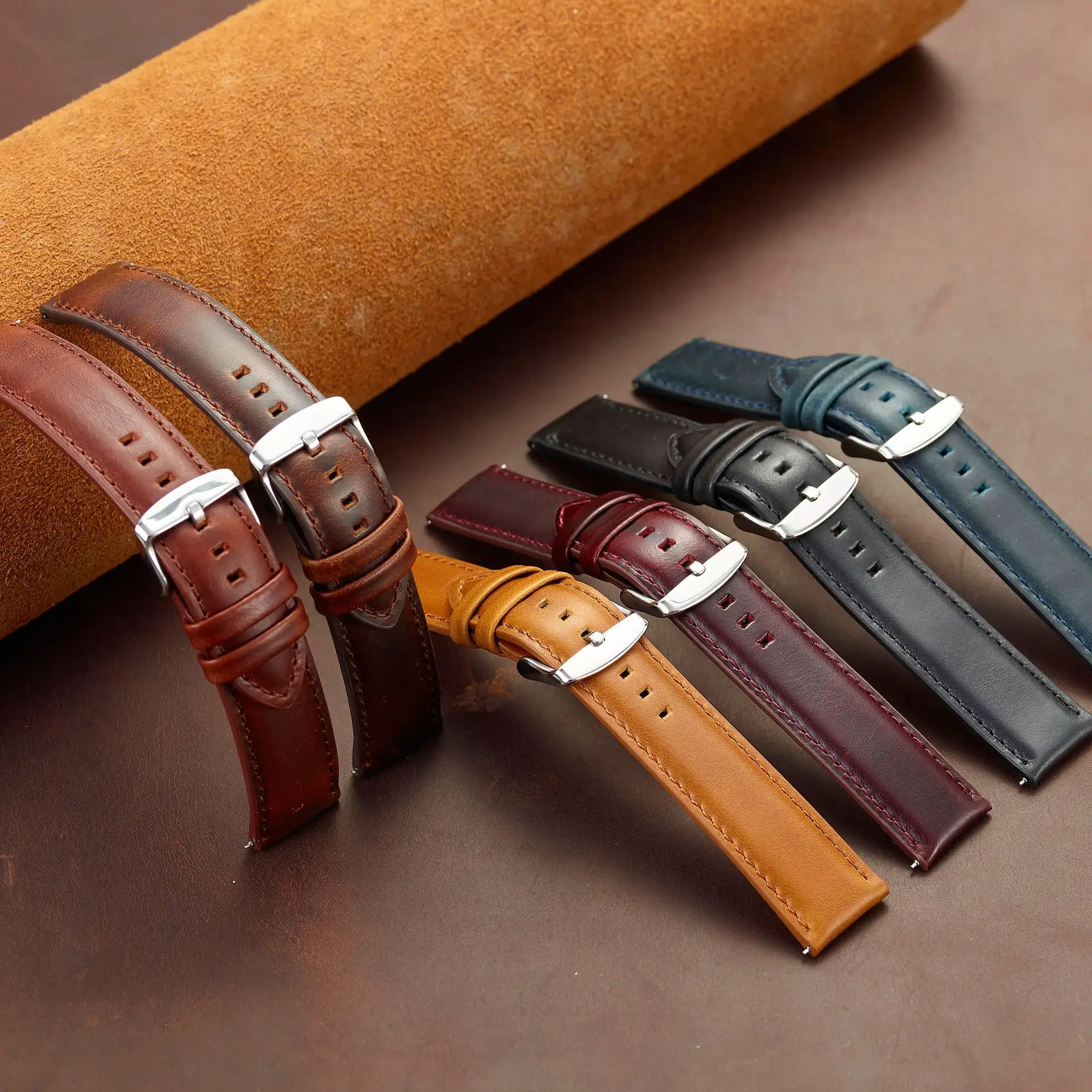 Genuine Leather Vintage Watch Strap Clasp