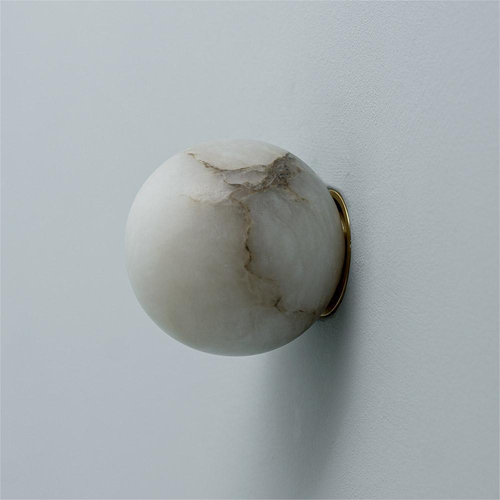 Spanish Onyx Wall Sconc  Round Globe Lamp Vintage Chinese Wabi-Sabi Style
