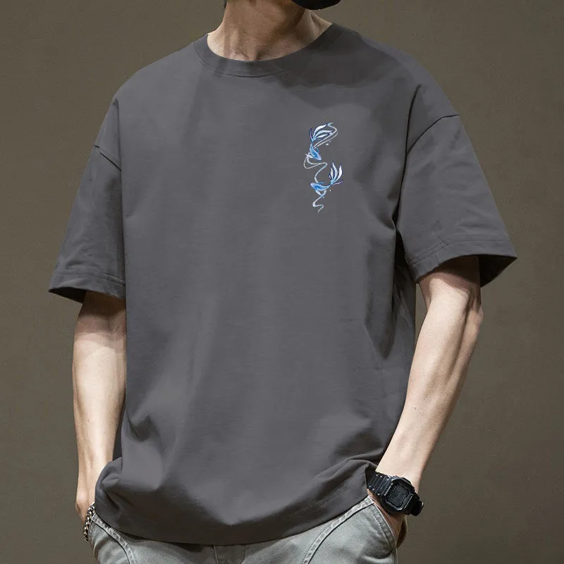Men's American-style Retro Heavy Short-sleeved T-shirt - Dark Gray