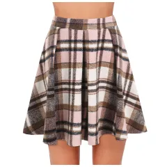 Plaid Bag Hip Vintage Skirt Women - Pink - View 1