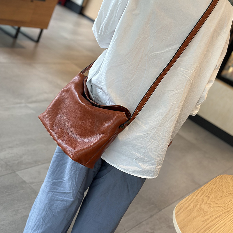 Genuine Leather Bucket Crossbody Bag, picture 4 of 8