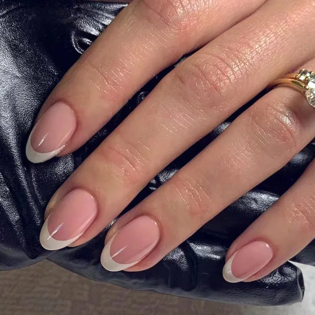 Classic French White Edge Patch Short Pointed Short Wear Nail Nail Tips Jp3282 Glue - Shop at LoveMi