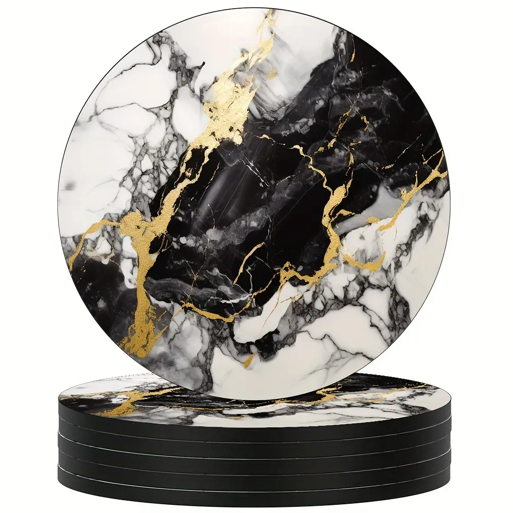 Marblepatterned Heatinsulating Ceramic Waterproof And Stainresistant Tea Coaster Washable Tableware Mat