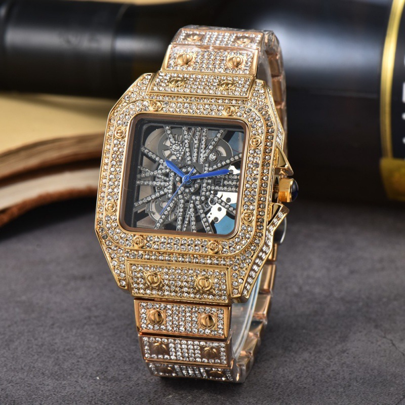 Cross-border Square Watch Steel Band Diamond-encrusted Quartz Movement 9