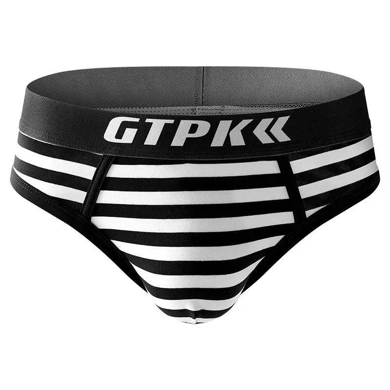 Striped Underwear Men's Plus Size Mid Mid-waist Breathable Triangle