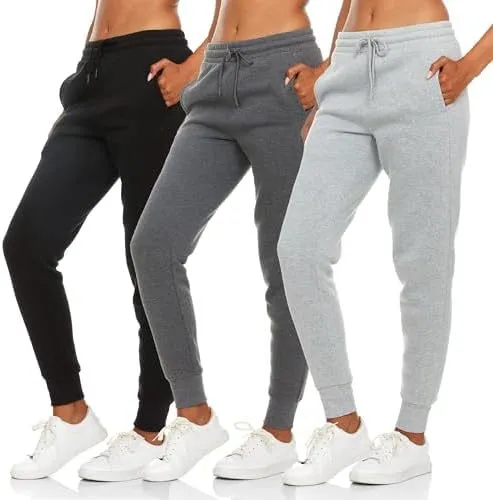 Women Yoga Jogger Pants Cotton Leisure Sports - Black Dark Gray Light Gray
