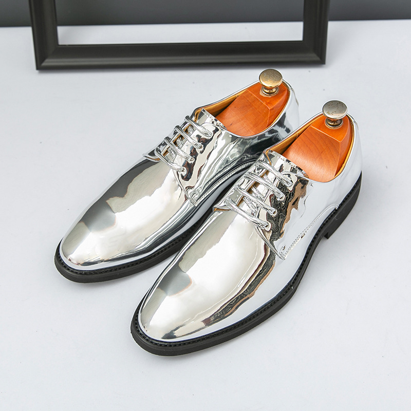 Mens Casual Pointed-toe Glossy Leather Shoes In British Style
