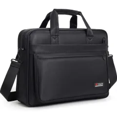 Briefcase Men's Canvas Business Handbag 17-inch Large Capacity - Black - View 1