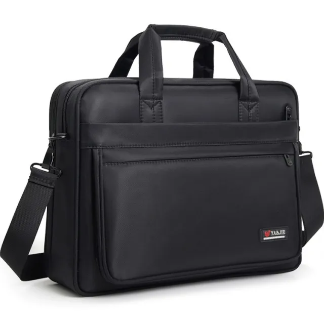 Briefcase Men's Canvas Business Handbag 17 inch Large Capacity Black - Shop at LoveMi