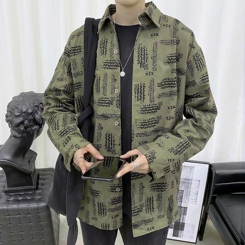 Men's Loose Casual Print Long-sleeve Shirt Jacket - Image 5