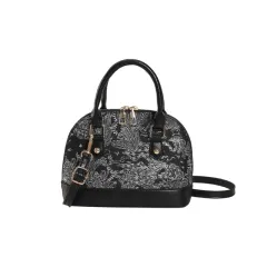 Popular Fashion Pattern Stitching Shoulder Messenger Bag Women's Simple Portable - Black - View 1