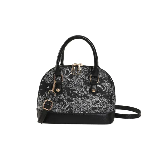 Popular Fashion Pattern Stitching Shoulder Messenger Bag Women's Simple Portable Black - Shop at LoveMi