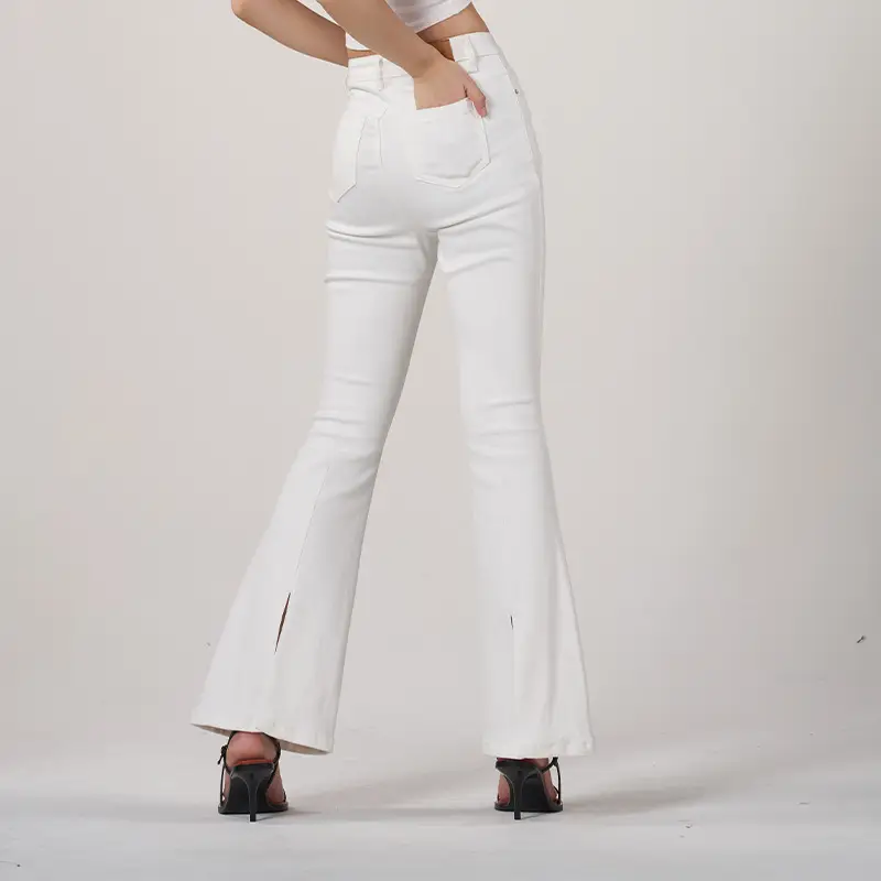 White Horseshoe Pants Women's High Waist Slim Fit