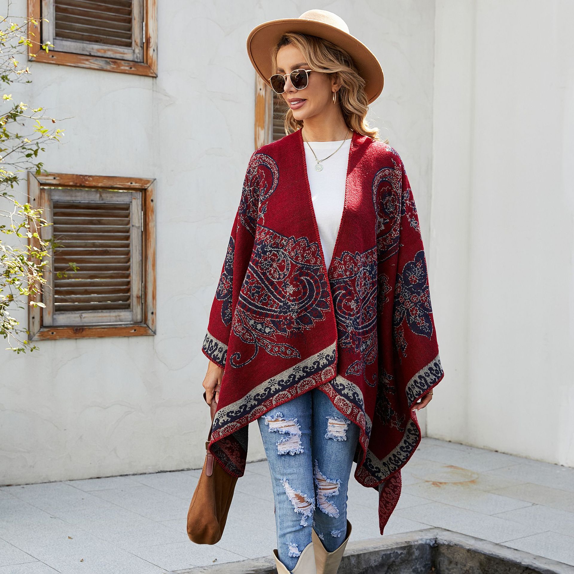 Plaid Printed Elegant Socialite Winter Travel Fashionable Warm Talma