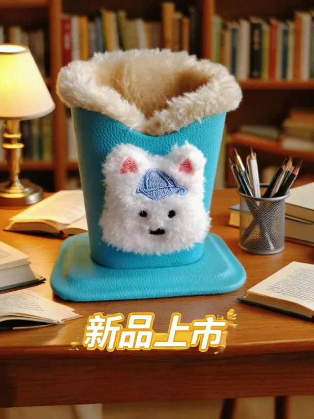 Nordic Style Fluffy Cute Cartoon Desktop Glasses Storage Bucket Blue Hat West Highland - Shop at LoveMi