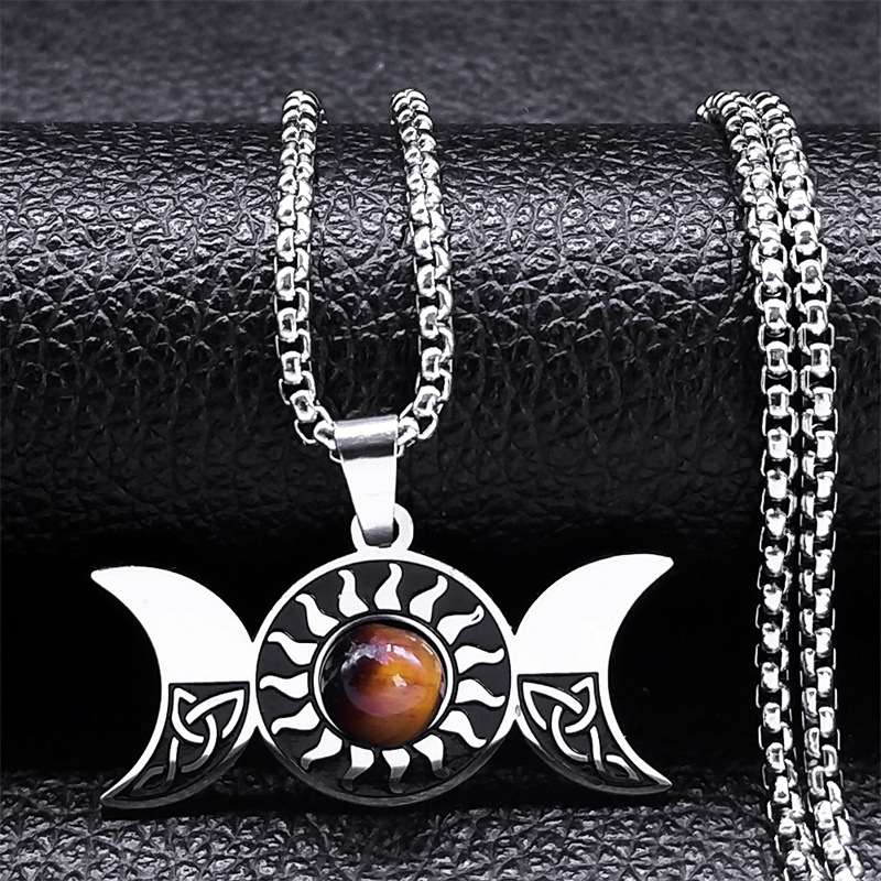 European And American Pendant Magic Worship Trinity Five-pointed Star Sun Necklace